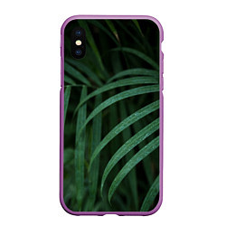 Чехол iPhone XS Max матовый Камуфляж-тропики, цвет: 3D-фиолетовый
