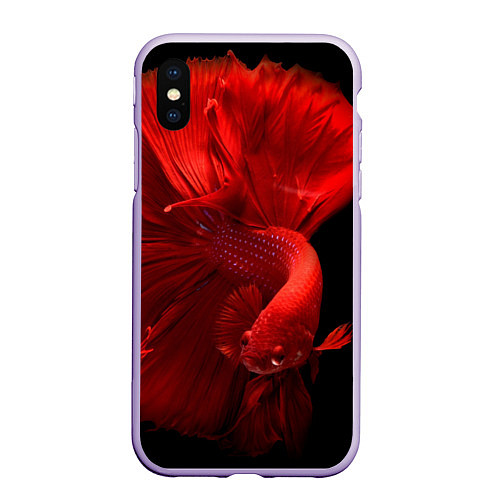 Чехол iPhone XS Max матовый Бойцовская-рыбка / 3D-Светло-сиреневый – фото 1