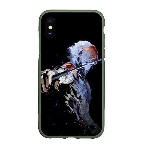 Чехол iPhone XS Max матовый METAL GEAR RISING Райден с мечом / 3D-Темно-зеленый – фото 1