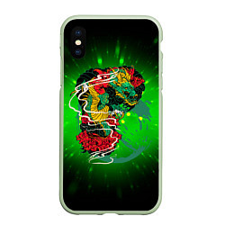 Чехол iPhone XS Max матовый Зеленый дракон DRAGON, цвет: 3D-салатовый