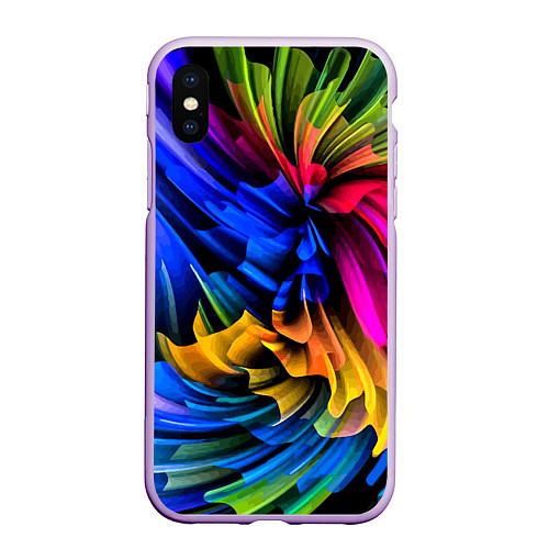 Чехол iPhone XS Max матовый Абстрактная неоновая композиция Abstract neon comp / 3D-Сиреневый – фото 1