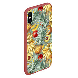 Чехол iPhone XS Max матовый Экзотические Фрукты Лета, цвет: 3D-красный — фото 2