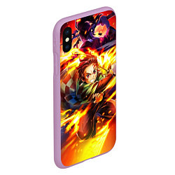 Чехол iPhone XS Max матовый Клинок, рассекающий демонов Demon Slayer, цвет: 3D-сиреневый — фото 2