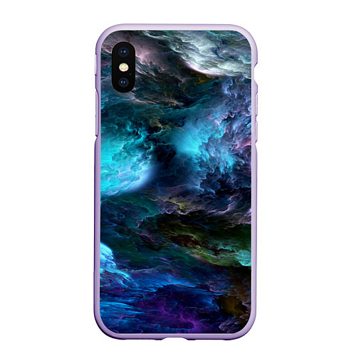 Чехол iPhone XS Max матовый Неоновые облака neon clouds / 3D-Светло-сиреневый – фото 1