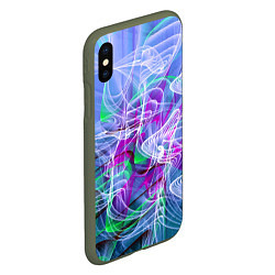 Чехол iPhone XS Max матовый Абстрактный фрактальный летний паттерн Abstract fr, цвет: 3D-темно-зеленый — фото 2