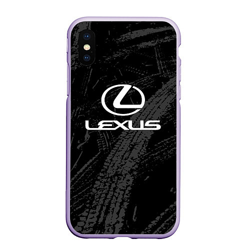 Чехол iPhone XS Max матовый Lexus - следы шин / 3D-Светло-сиреневый – фото 1