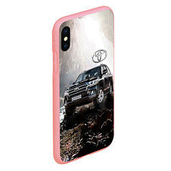 Чехол iPhone XS Max матовый Toyota Land Cruiser 200 в пещере со скальными рису, цвет: 3D-баблгам — фото 2