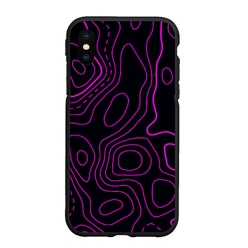 Чехол iPhone XS Max матовый THE ILLUSION OF PURPLE LINES / 3D-Черный – фото 1