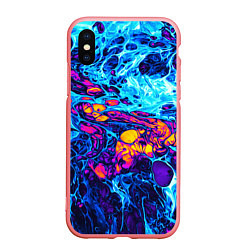 Чехол iPhone XS Max матовый Взрыв Неона Fluid Explosion Неон, цвет: 3D-баблгам