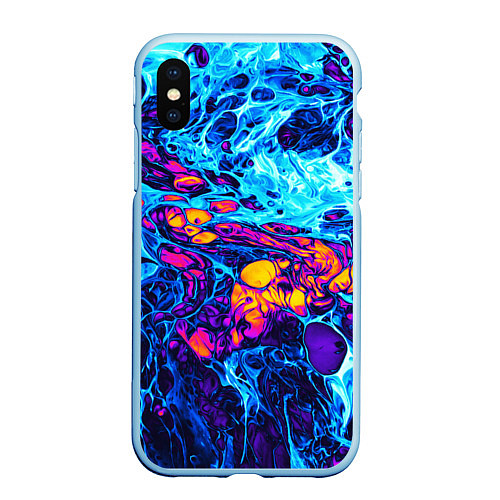 Чехол iPhone XS Max матовый Взрыв Неона Fluid Explosion Неон / 3D-Голубой – фото 1