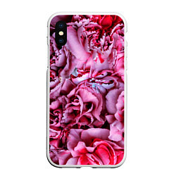 Чехол iPhone XS Max матовый Гвоздики, цвет: 3D-белый