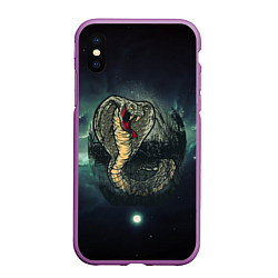 Чехол iPhone XS Max матовый Большая ядовитая змея, цвет: 3D-фиолетовый