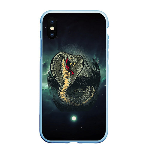 Чехол iPhone XS Max матовый Большая ядовитая змея / 3D-Голубой – фото 1