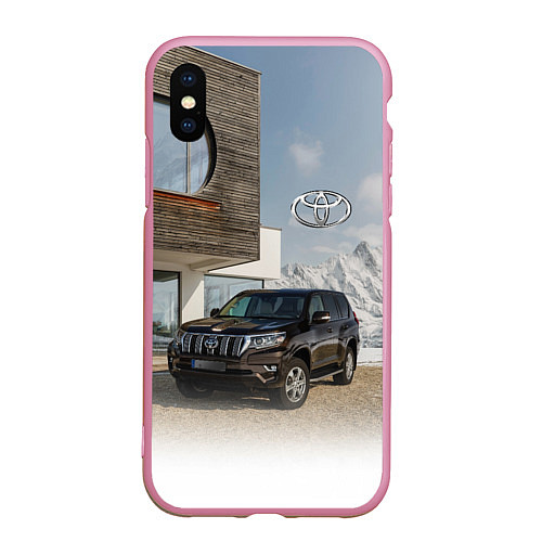 Чехол iPhone XS Max матовый Тoyota Land Cruiser Prado у горного коттеджа Mount / 3D-Розовый – фото 1