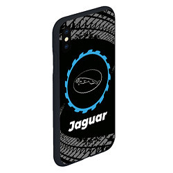 Чехол iPhone XS Max матовый Jaguar в стиле Top Gear со следами шин на фоне, цвет: 3D-черный — фото 2