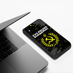 Чехол iPhone XS Max матовый Имя Владимир и желтый символ СССР со звездой, цвет: 3D-черный — фото 2