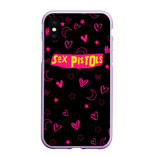 Чехол iPhone XS Max матовый Sex Pistols Секс Пистолз / 3D-Сиреневый – фото 1