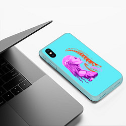 Чехол iPhone XS Max матовый GIRL AND OCTOPUS TENTACLES, цвет: 3D-мятный — фото 2