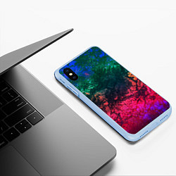 Чехол iPhone XS Max матовый Извержение вулкана Текстура камня, цвет: 3D-голубой — фото 2