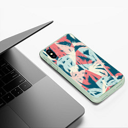 Чехол iPhone XS Max матовый Пальмы Паттерн, цвет: 3D-салатовый — фото 2
