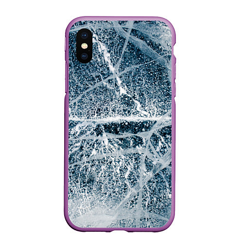Чехол iPhone XS Max матовый Потрескавшийся лед / 3D-Фиолетовый – фото 1