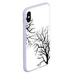 Чехол iPhone XS Max матовый Черные ветки деревьев на белом фоне, цвет: 3D-светло-сиреневый — фото 2
