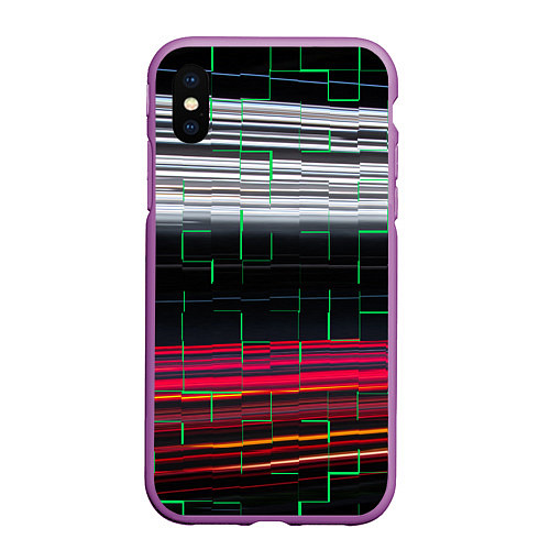 Чехол iPhone XS Max матовый Цветная мозаика colored mosaic lines / 3D-Фиолетовый – фото 1