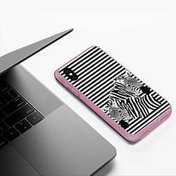 Чехол iPhone XS Max матовый Матросы на зебрах, цвет: 3D-розовый — фото 2