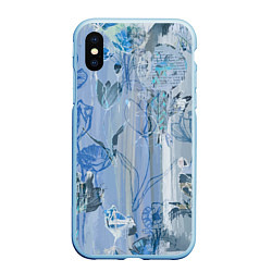 Чехол iPhone XS Max матовый Floral collage Растительный коллаж, цвет: 3D-голубой
