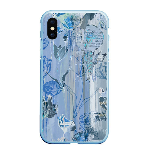 Чехол iPhone XS Max матовый Floral collage Растительный коллаж / 3D-Голубой – фото 1