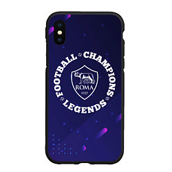 Чехол iPhone XS Max матовый Символ Roma и круглая надпись Football Legends and, цвет: 3D-черный