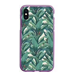 Чехол iPhone XS Max матовый Листья Банановых Деревьев, цвет: 3D-фиолетовый