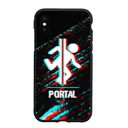 Чехол iPhone XS Max матовый Portal в стиле Glitch Баги Графики на темном фоне / 3D-Черный – фото 1