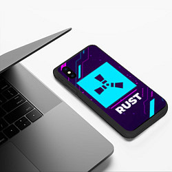 Чехол iPhone XS Max матовый Символ Rust в неоновых цветах на темном фоне, цвет: 3D-черный — фото 2