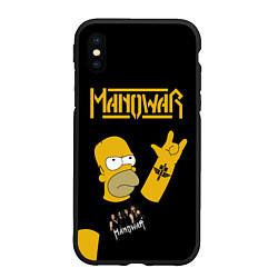 Чехол iPhone XS Max матовый Manowar Гомер Симпсон Рокер