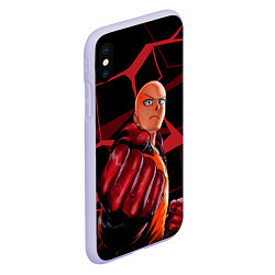 Чехол iPhone XS Max матовый Ванпанчмен- человек одного удара, цвет: 3D-светло-сиреневый — фото 2