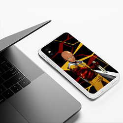 Чехол iPhone XS Max матовый One Punch Man - Сайтама-аниме, цвет: 3D-белый — фото 2