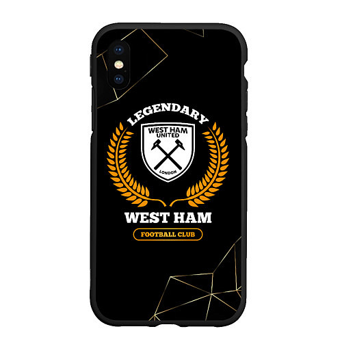 Чехол iPhone XS Max матовый Лого West Ham и надпись Legendary Football Club на / 3D-Черный – фото 1