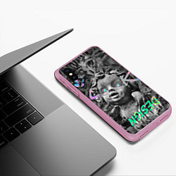 Чехол iPhone XS Max матовый Angel and butterfly, цвет: 3D-розовый — фото 2