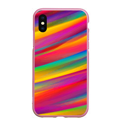 Чехол iPhone XS Max матовый Красочный летний паттерн Цветные полосы