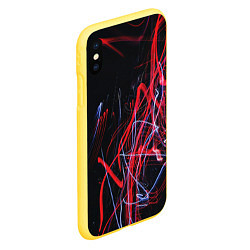 Чехол iPhone XS Max матовый Неоновые лучи в абстракции - Красный и синий, цвет: 3D-желтый — фото 2