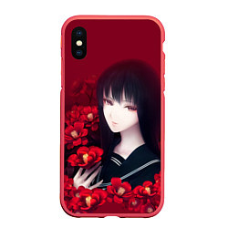 Чехол iPhone XS Max матовый Anime Camellia Аниме Красная Камелия