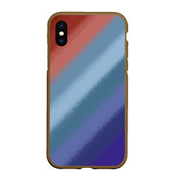 Чехол iPhone XS Max матовый Полосатый коричнево-голубой паттерн, цвет: 3D-коричневый