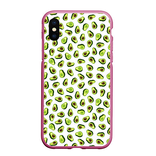 Чехол iPhone XS Max матовый Смешное авокадо на белом фоне / 3D-Малиновый – фото 1