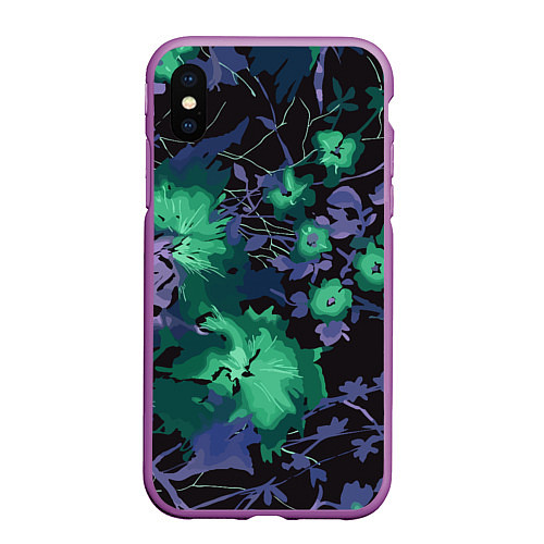 Чехол iPhone XS Max матовый Цветочная авангардная композиция / 3D-Фиолетовый – фото 1
