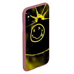 Чехол iPhone XS Max матовый Нирвана nirvana разбитое стекло, цвет: 3D-малиновый — фото 2