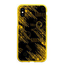 Чехол iPhone XS Max матовый Nirvana смайл, цвет: 3D-желтый