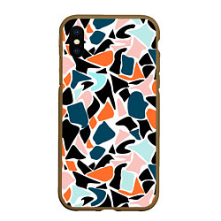 Чехол iPhone XS Max матовый Абстрактный современный разноцветный узор в оранже, цвет: 3D-коричневый