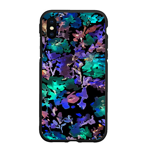 Чехол iPhone XS Max матовый Floral pattern Summer night Fashion trend 2025 / 3D-Черный – фото 1