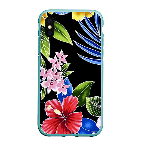 Чехол iPhone XS Max матовый Floral vanguard composition Летняя ночь Fashion tr / 3D-Мятный – фото 1